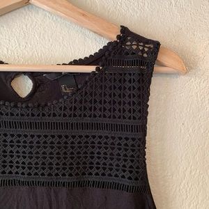H&M lace detail black top, L